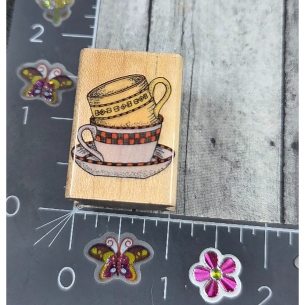 Hero Arts Coffee Cups Stack A1011 Rubber Stamp Wood #R115